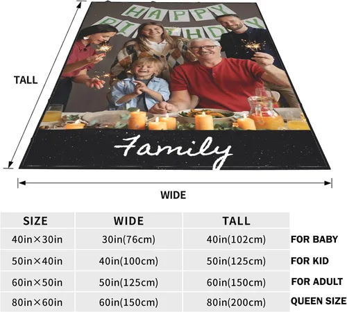 Vista 3 de Manta personalizada con collage de fotos, texto, mantas con imágenes personalizadas, regalos para cumpleaños, para madres, papás, manta de fotos