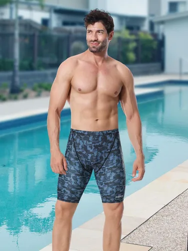 Vista 7 de KGKE Pantalones cortos de natación de pierna cuadrada para hombre UPF50+,Retención de la forma de la tela de los hombres del traje de baño