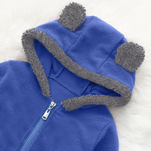 Vista 3 de Chaqueta de felpa para bebé niña con orejas de oso de dibujos animados abrigo grueso para niños y bebés