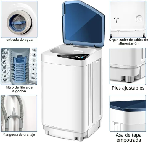 Vista 8 de Giantex Lavadora Completamente Automática, Lavadora Portátil y Secadora Centrífuga, Capacidad de 7.7 libras, Lavadora Compacta para Ropa con Luz