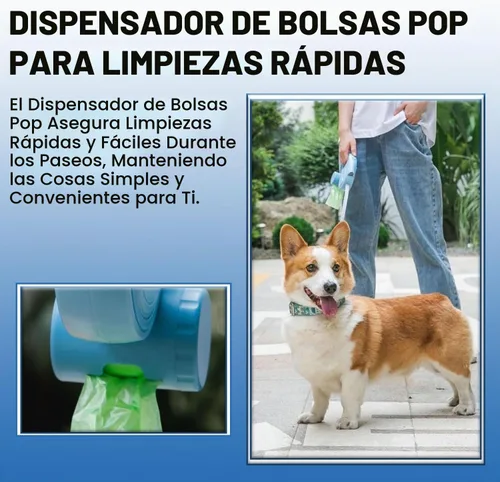 Vista 4 de Correa retráctil para perro con linterna y dispensador, correa retráctil para perro de 16 pies es perfecta para caminar seguro y cómodo con tu Azul