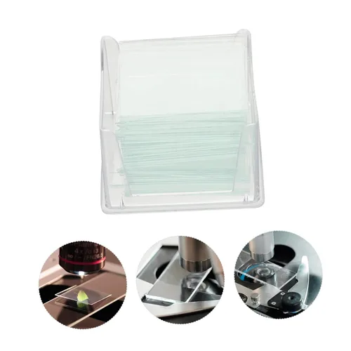 Vista 7 de PartyKindom 1000 cajas de cubierta deslizante para microscopio microscopio microscopio diapositiva microscopio cubreobjetos placa de cubierta