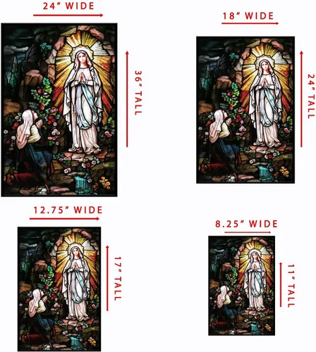 Vista 4 de Lámina para vitrales de la Virgen María de Lourdes (8.25 x 12.75 pulgadas)