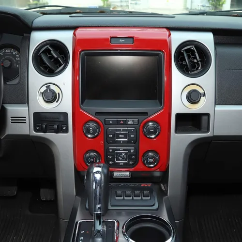 Vista 8 de JeCar Panel de tablero central ABS Interior Trim Kit para Ford F150 Raptor 2013 2014, textura de fibra de carbono