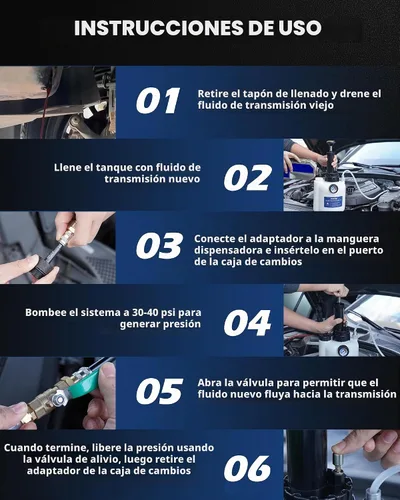 Vista 4 de Bomba de transferencia de fluidos de transmisión de 3L con 12 adaptadores ATF, bomba de presión de fluido automotriz para rellenar transmisión