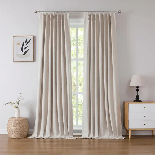 Vista 14 de Kayne Studio Cortinas opacas plisadas para sala de estar y dormitorio, habitación de bebé, cortinas con aislamiento térmico para oscurecer la Natural