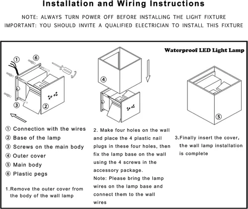 Vista 7 de Lámpara de pared LED impermeable de aluminio, luz impermeable para exteriores, 20 W, 100-277 V, 2800K-3000K (no regulable), luz de pared