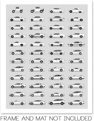 Vista 2 de Idea Network Póster hecho a mano compatible con Ford Print Wall Art Decoración hecha a mano de lo mejor de las generaciones de Ford, Historia Ford