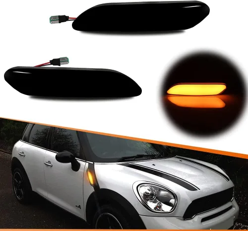 Vista 8 de ADIIL Lente transparente ámbar Full LED Front Fender Turn Signal Side Marker Lights Compatible con MINI Cooper R60 Countryman R61 Paceman 2011-2016