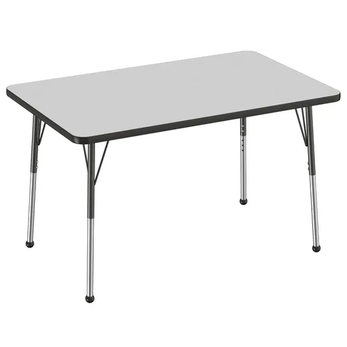 Vista 191 de FDP - Mesa rectangular para actividades escolares y de oficina (24 x 36 pulgadas), patas estándar con deslizadores giratorios, altura ajustable