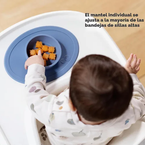 Vista 6 de ezpz Tiny Bowl (Azul) – 6 meses + – Mantel individual de succión 100% silicona + cuenco para bebés – Se adapta a todas las bandejas de silla alta
