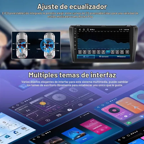 Vista 8 de Estéreo de coche 2+64GB para Mazda 3 2004-2009 Radio con Apple CarPlay Android Auto 9 "Pantalla táctil Android Radio con navegación GPS Bluetooth FM