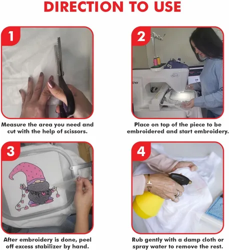 Vista 4 de Superpunch Wash Away - Estabilizador de bordado soluble en agua, rollo de 9 pulgadas x 10 yardas, película transparente para bordado a máquina