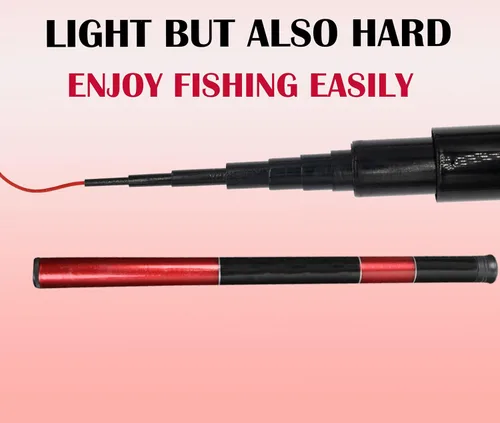 Vista 4 de Caña de pescar telescópica Tenkara de 1,5 m/2,7 m/3,6 m - Cañas de pescar ultraligeras para viajes - Caña plegable portátil para bass y crappie