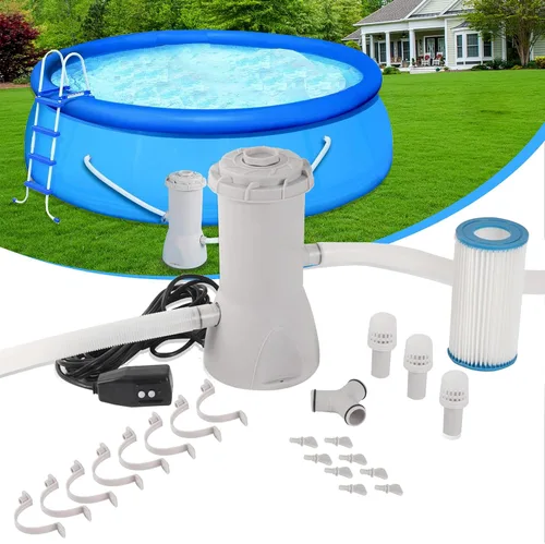 Vista 8 de TonGass Bomba de filtro de piscina de 300 GPH para piscinas pequeñas sobre el suelo, sistema de bomba de filtro de cartucho con GFCI, bomba
