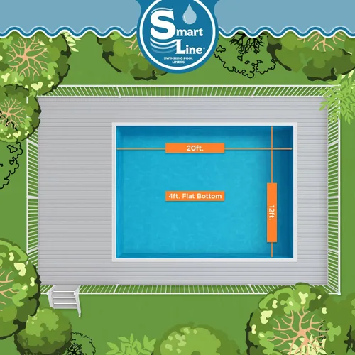 Vista 5 de Smartline Revestimiento rectangular para piscina de 12 pies x 20 pies, remolino rocoso, estilo de cuentas, fondo plano de 4 pies, vinilo virgen