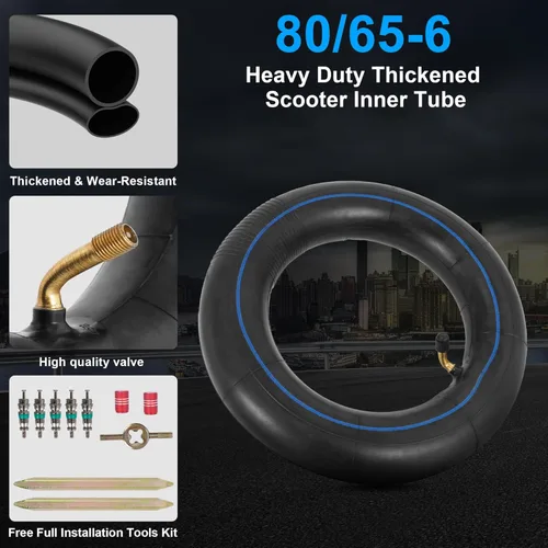 Vista 2 de Tubo interior para scooter de alta resistencia 80/65-6 (paquete de 2), grueso de 10 pulgadas, 255x80, 10x2.50, 10x3.0, tubo de scooter eléctrico