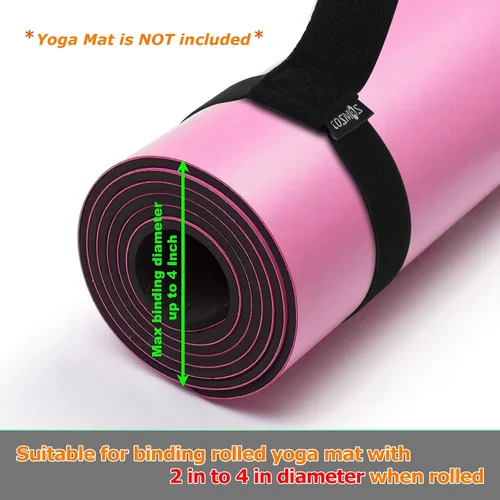 Vista 3 de Cosmos Correa para esterilla de yoga y pilates – Correa de transporte con bucles de banda elástica para pilates, ejercicios y aeróbicos, algodón