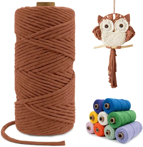 Vista 35 de Cuerda de macramé de una sola hebra de 0.197 in x 110 yardas, cuerda de macramé de algodón natural de 0.197 in, cuerda de algodón grueso para colgar