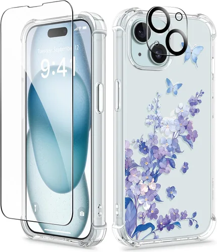 Vista 15 de GVIEWIN - Funda para iPhone 11 con protector de pantalla + protector de lente de cámara, cubierta protectora transparente suave de poliuretano
