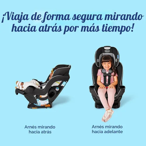 Vista 2 de Asiento de coche convertible para bebé Graco Extend2Fit, orientación hacia atrás y hacia adelante, panel de extensión ajustable para mayor espacio
