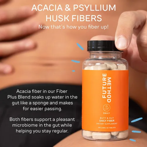 Vista 6 de FUTURE MÉTODO Suplemento de fibra con acacia y cáscara de psyllium, 60 ct Apoyo a la salud digestiva, fibra de cáscara de acacia y psyllium, sin
