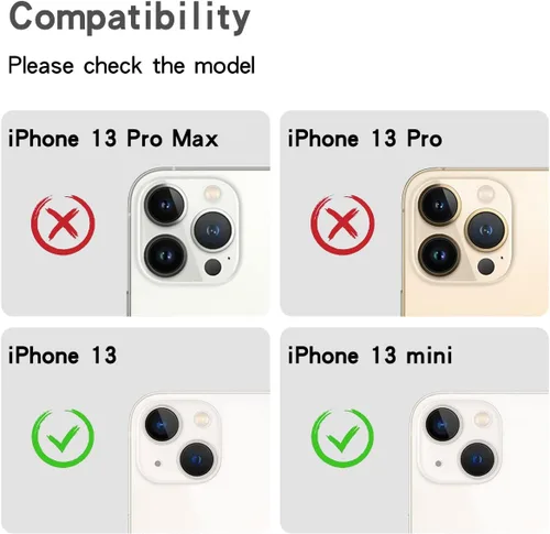 Vista 3 de Protector de lente de cámara con diamantes brillantes para iPhone 13 y iPhone 13 mini, cubierta de cámara con gemas de metal con purpurina