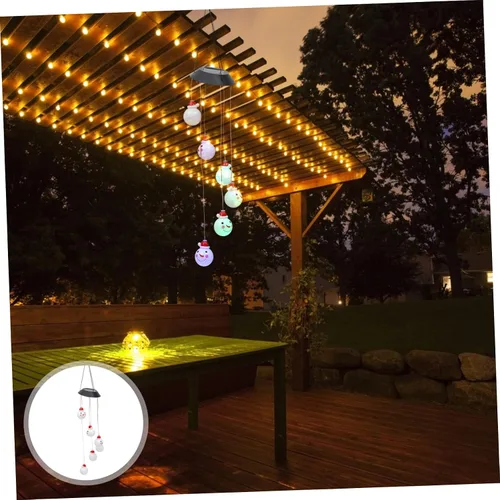 Vista 6 de BESPORTBLE Campanilla de viento solar que cambia la luz LED colgante decoración para uso al aire libre carillón de viento alimentado por energía