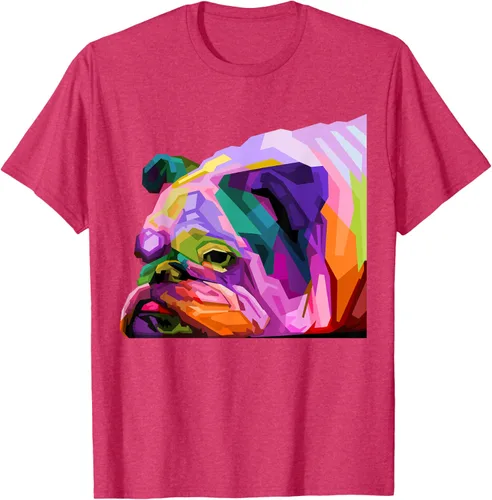 Vista 25 de Camiseta de retrato pop artístico de bulldog británico inglés para dueños de perros, Negro, S