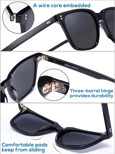 Vista 28 de Carfia Chic - Lentes de sol polarizados para mujer, protección UV400, marco de acetato pulido a mano
