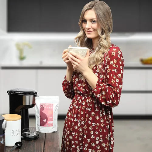 Vista 6 de Mommee Coffee Café molido descafeinado bajo en ácido, granos de café descafeinado 100% orgánico arábica con sabor a caramelo suave, molido medio