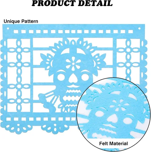 Vista 3 de Qpout Cartel de fiesta mexicana – Día de los Muertos y Cinco de Mayo Papel Picado Decoraciones de Fiesta (7.8 x 5.9 pulgadas)
