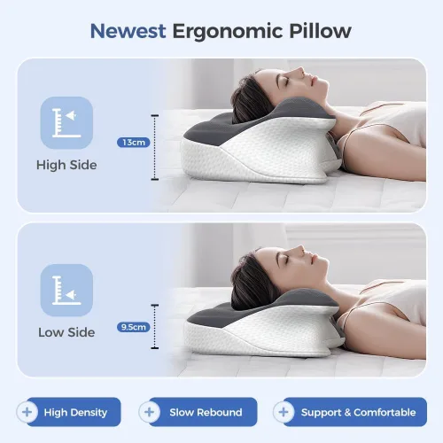 Vista 4 de Almohada cervical para aliviar el dolor de cuello, almohada cervical de espuma viscoelástica para dormir, almohada ortopédica de apoyo