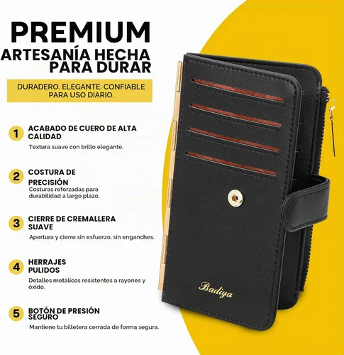 Vista 4 de Badiya Tarjetero de crédito para mujer, cartera RFID para mujer, organizador de tarjetas plegable delgado con funda para múltiples tarjetas
