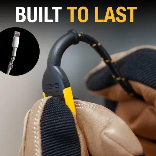 Vista 5 de DEWALT Cable de carga múltiple resistente 3 en 1, cable de carga rápida de 6 pies, adaptador de carga múltiple con puerto Lightning/tipo C/Micro USB