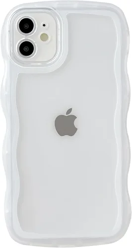 Vista 10 de Caseative Funda para iPhone 11, color negro Marco de onda rizada de color sólido claro suave