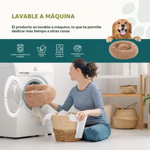 Vista 5 de Sweetcrispy Cama grande para perros para interiores, cama calmante en forma Marrón