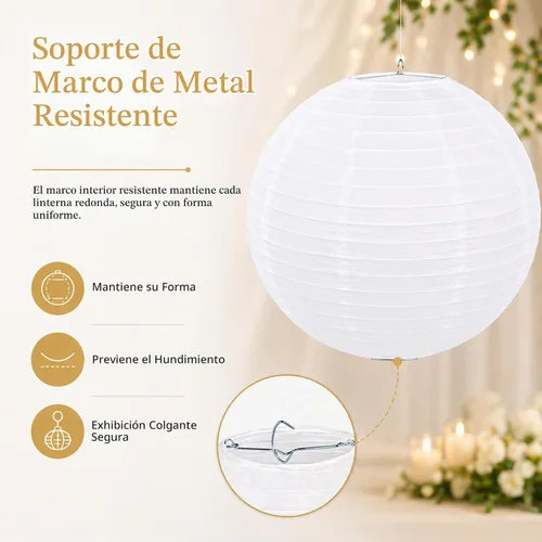 Vista 3 de LIHAO Linternas de papel blanco de 6 pulgadas, paquete de 10
