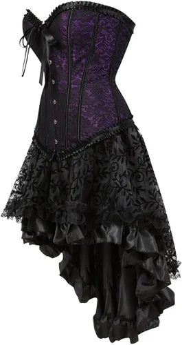 Vista 2 de Kranchungel Vestido con corsé estilo renacentistasteampunkgóticoburlesque para mujer
