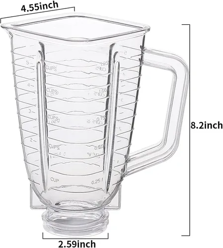 Vista 3 de Piezas de repuesto Tarro de plástico cuadrado de 5 tazas con tapa, compatible con licuadoras Oster