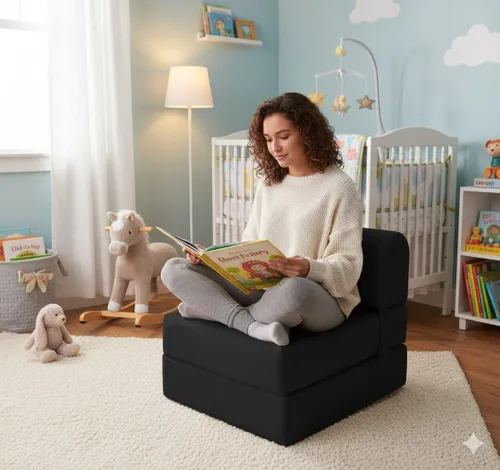 Vista 2 de D&D Futon Furniture. Silla plegable de espuma, sofá de estudio, colchón de espuma plegable para invitados (6 x 24 x 70 pulgadas, negro)