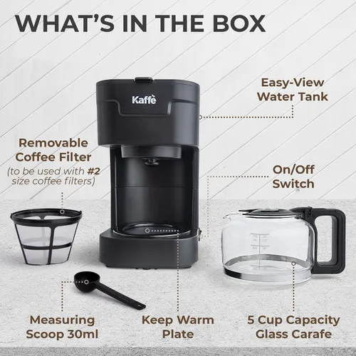 Vista 8 de Kaffe - Cafetera (25 onzas / 25.4 fl oz), función de mantener el calor, lavable y lavable, filtro de cesta extraíble, compatible con filtros de Negro