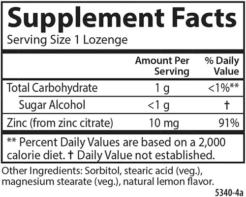 Vista 4 de Carlson - Pastilla calmante, alivio del zinc, apoyo inmunológico y bienestar óptimo, antioxidante, limón, 42 pastillas