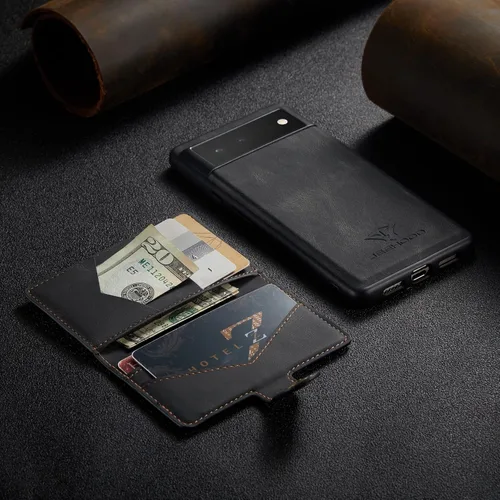 Vista 6 de Funda para Google Pixel 6 Pro, cartera magnética desmontable con ranura para efectivo, soporte de carga inalámbrica, función atril compatible