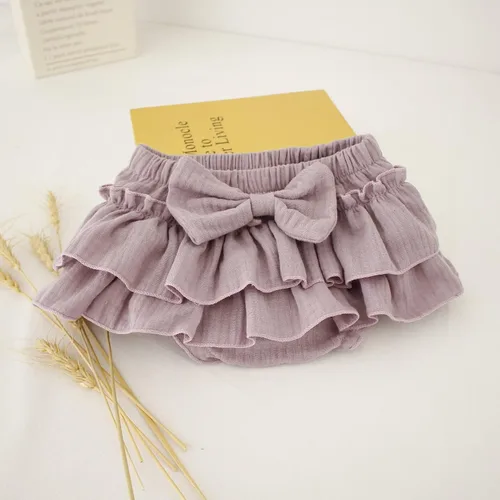 Vista 5 de Newborn Baby Girl Cotton Skirts with Built-in Shorts Toddlers Ruffle Diaper Covers Infant Skorts with Bows Headband