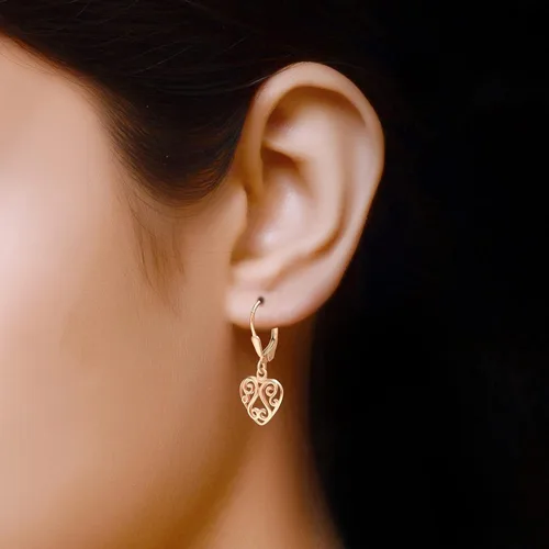 Vista 4 de LeCalla Aretes colgantes de plata de ley 925 Aretes colgantes ligeros italianos para mujer