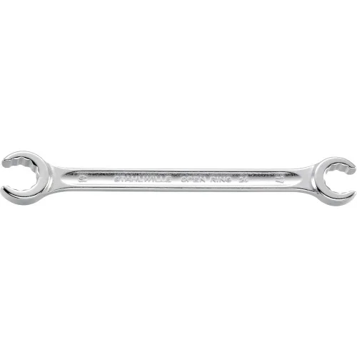 Vista 2 de Stahlwille 41081417 - Llave de anillo abierto de doble extremo, en ángulo, de aleación de acero cromado y cromada, bimágono con perfil