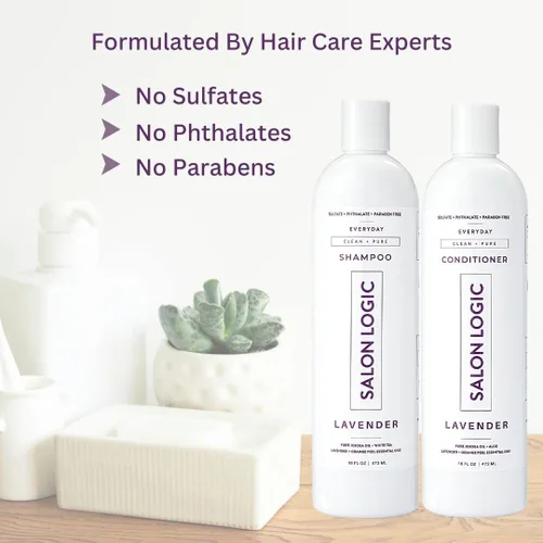 Vista 4 de SalonLogic Everyday Clean & Pure - Juego de champú y acondicionador, lavanda, calidad de salón, tratamiento de queratina, aroma natural, hidratante