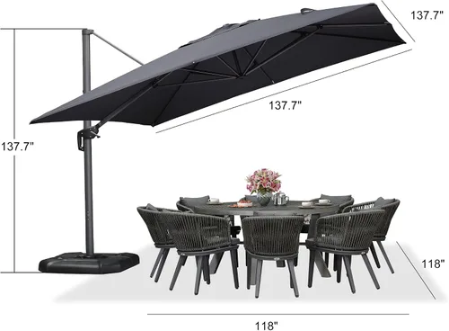Vista 244 de PURPLE LEAF Paraguas al aire libre con base 8' x 8' protección solar verde Manzana Verde (Apple Green)