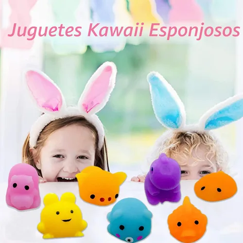 Vista 2 de 150 piezas de juguetes blandos Mochi, juguetes esponjosos Kawaii para aliviar el estrés, mini juguetes esponjosos para fiestas, premios